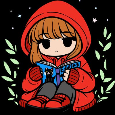 girl in oversized hoodie reading a book