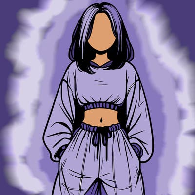 realistic girl faceless with baggy pants and a crop top