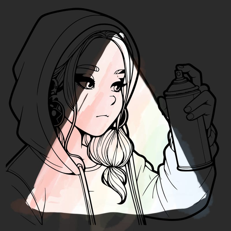 a realistic girl, spray painting