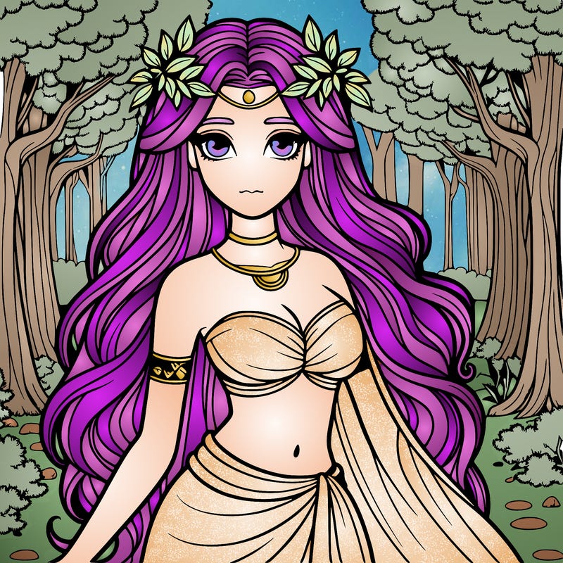 realistic girl goddess in the forest
