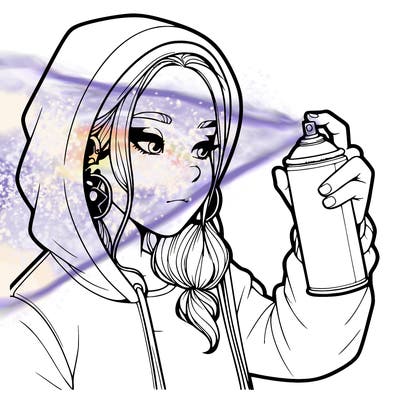 a realistic girl, spray painting