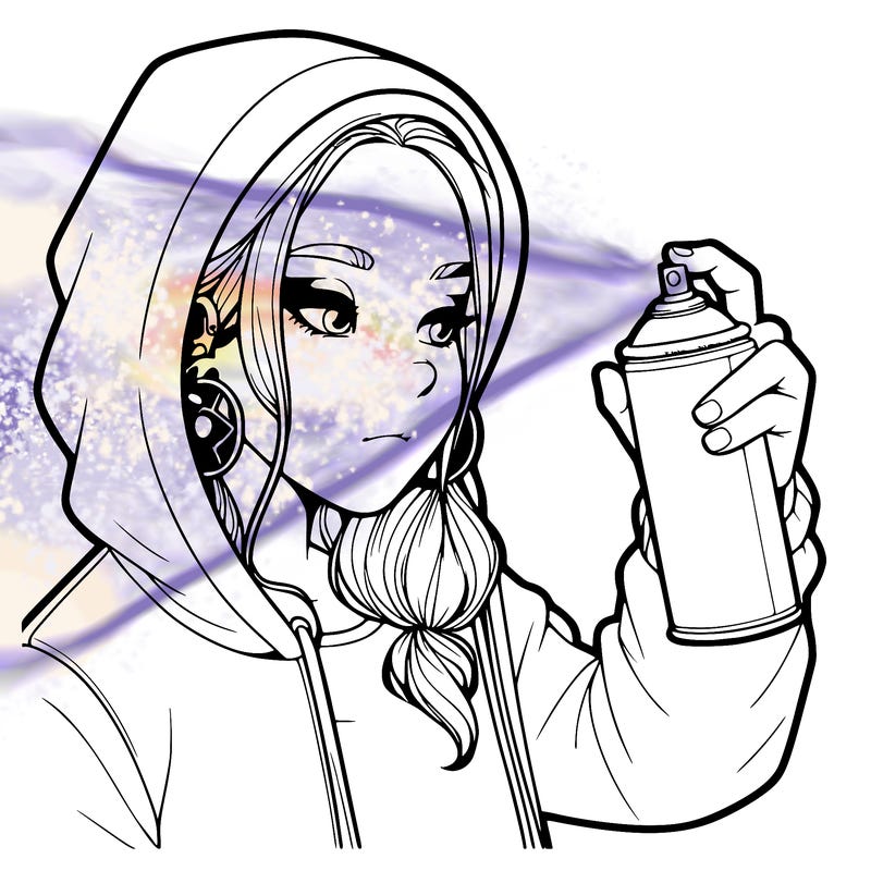 a realistic girl, spray painting