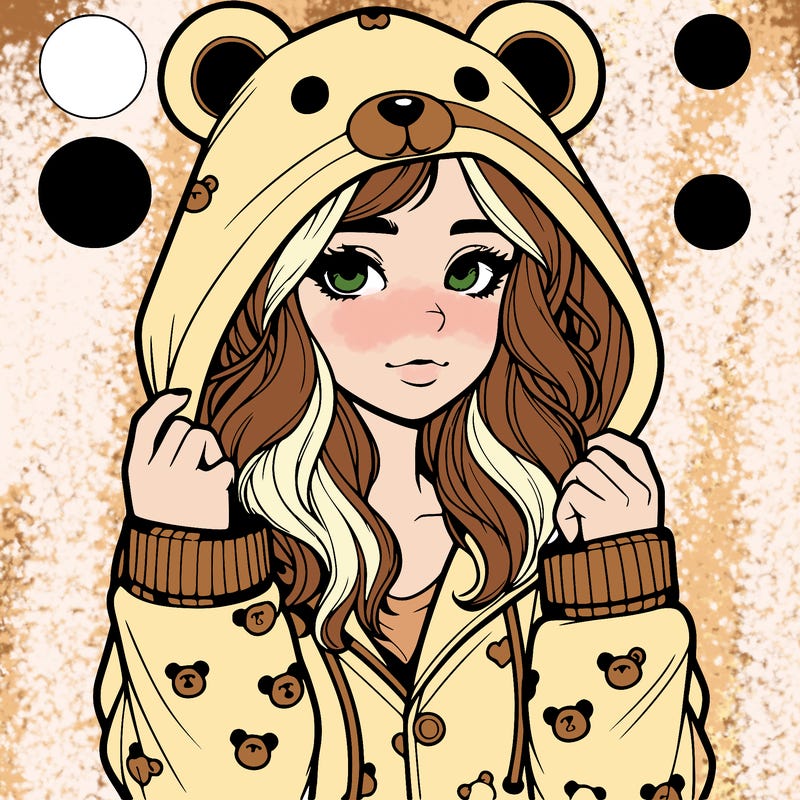 realistic girl in a animal pjs hoodie