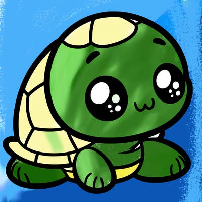 cute little animated turtle