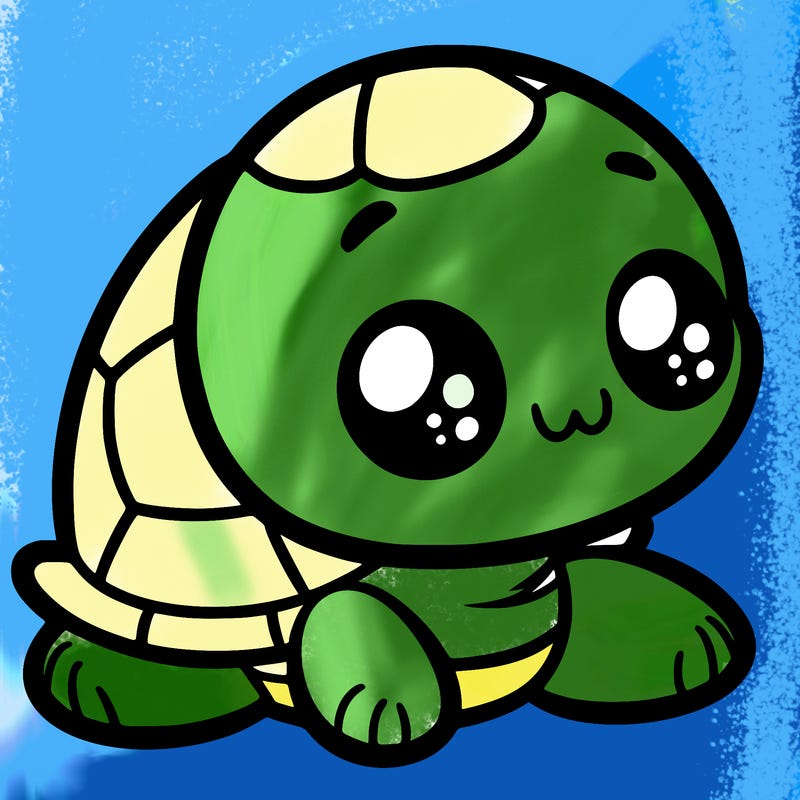 cute little animated turtle