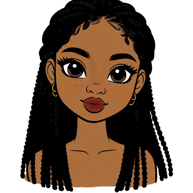 a realistic black girl with braids
