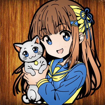 anima girl holding a anima cat
