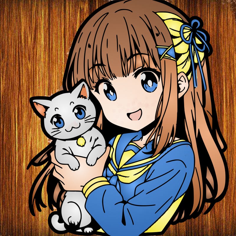 anima girl holding a anima cat
