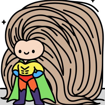 superhero with wings and the longest  hair in the world