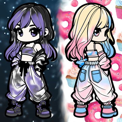 girl in crop top and baggy pants