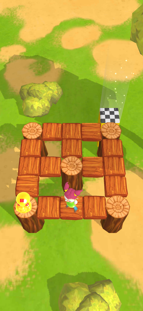 Angelo Labyrinth - Character navigating a wooden grid level in Angelo Labyrinth mobile game