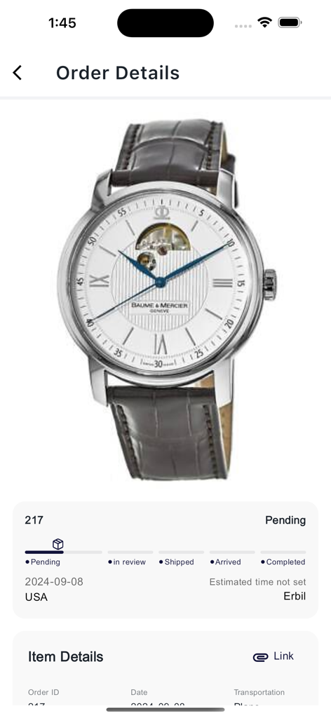 Moovit Express - Moovit Express app order details screen with watch tracking information