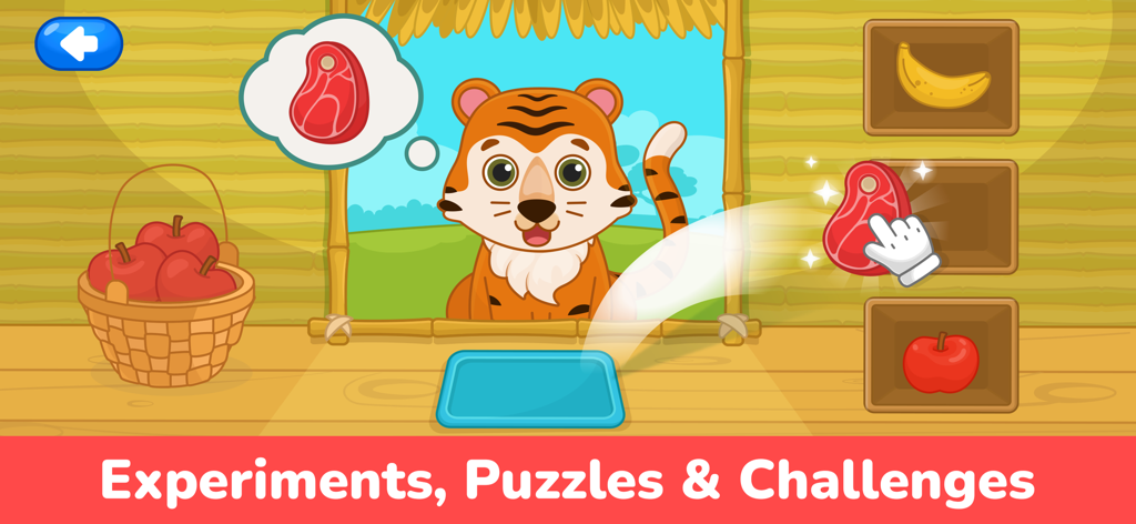 Kids & Toddlers Learning Game - Gioco educativo per bambini che mostra un'attività di alimentazione e smistamento di tigri