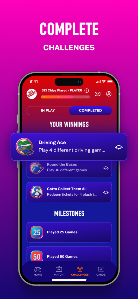 D&B Rewards - D und B Rewards App zeigt Herausforderungen und Meilensteine