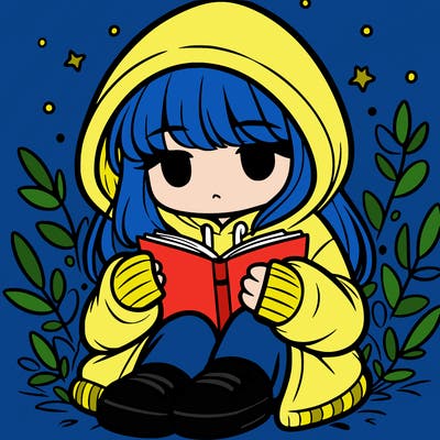 girl in oversized hoodie reading a book