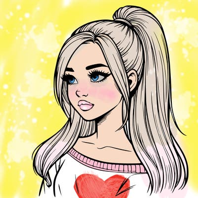 realistic girl with a high ponytail