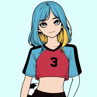realistic girl wearing soccer jersey