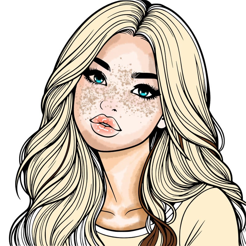 realistic girl with hair on her hair and lips