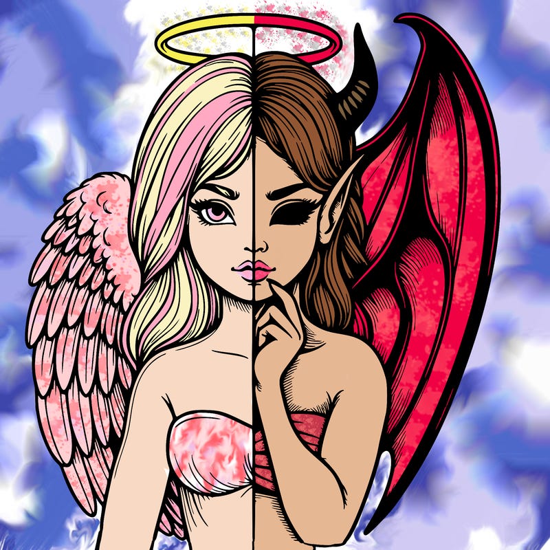 realistic angel half demon