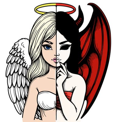 realistic angel half demon