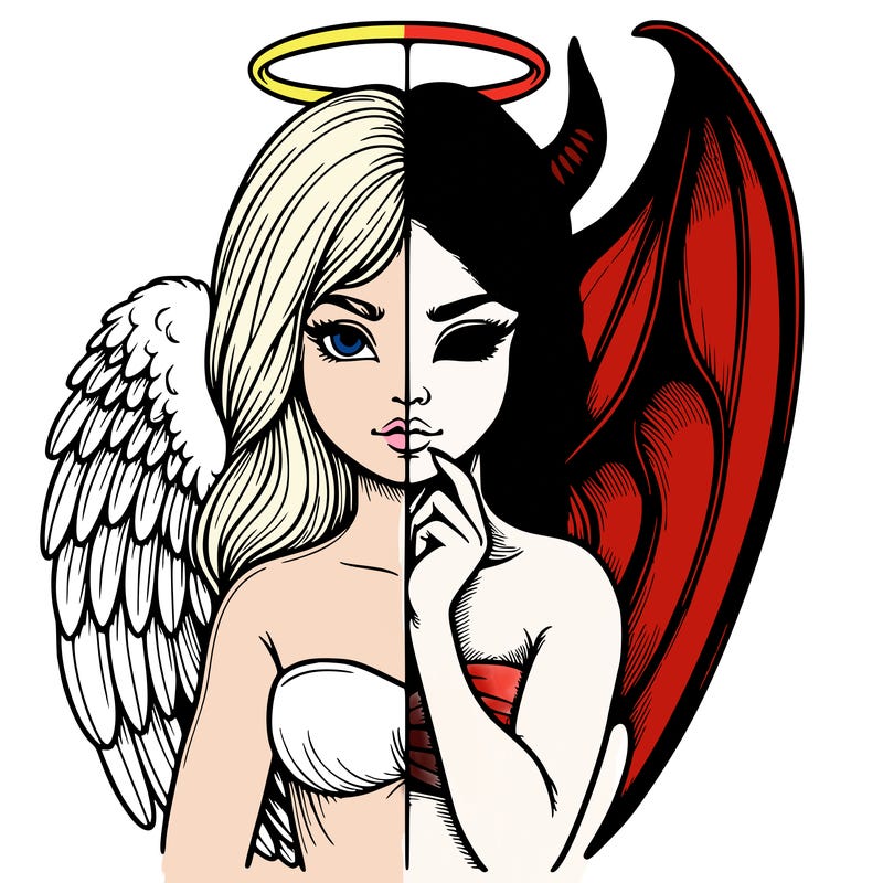 realistic angel half demon