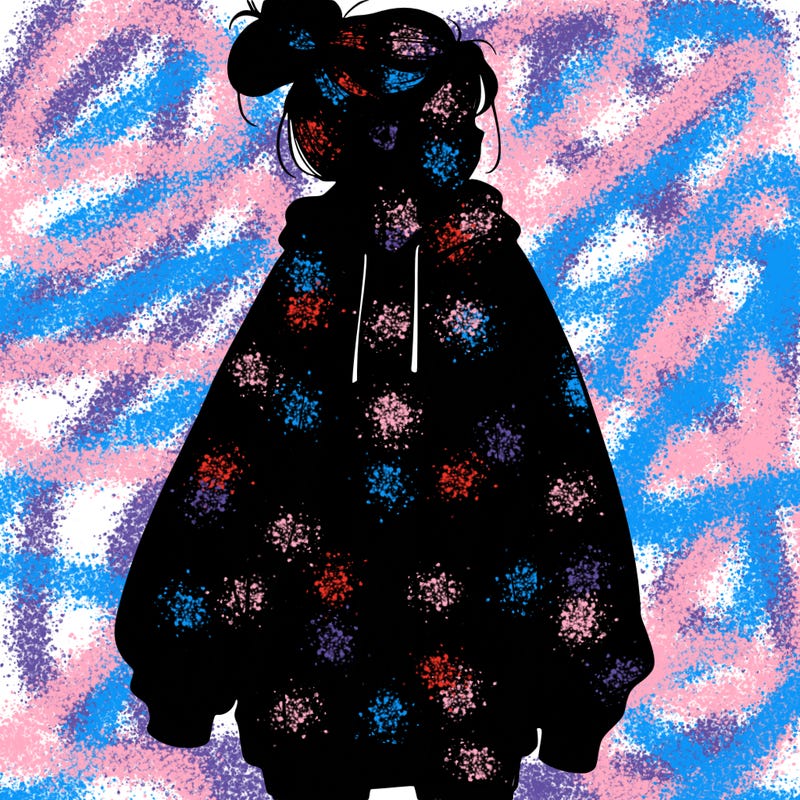 realistic girl with a oversized sweatshirt on and a bun