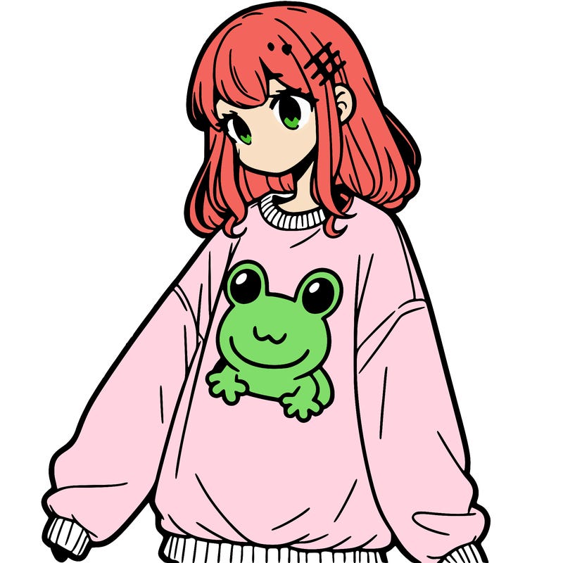 girl wearing frogging sweatshirt