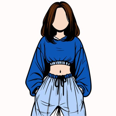 realistic girl faceless with baggy pants and a crop top