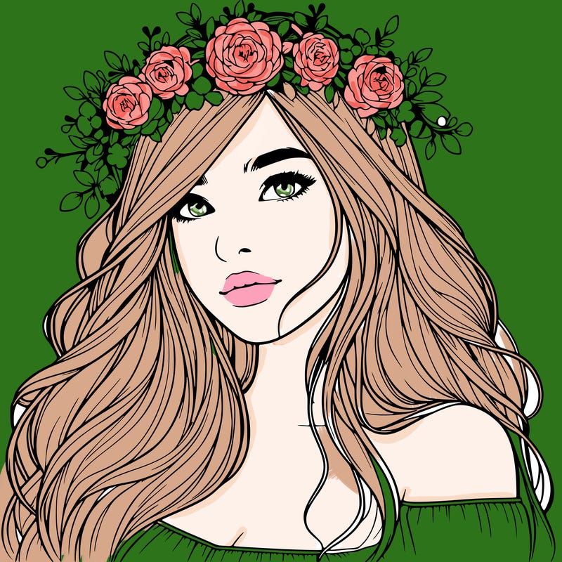realistic girl with flower crown