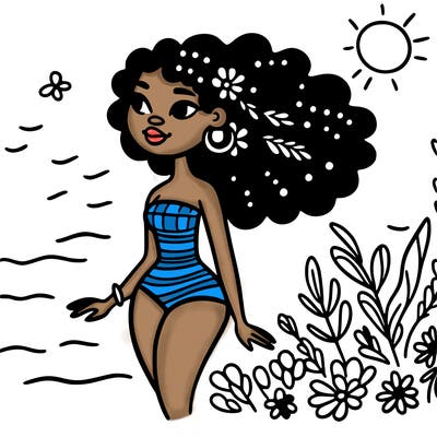 african woman in a swimsuit