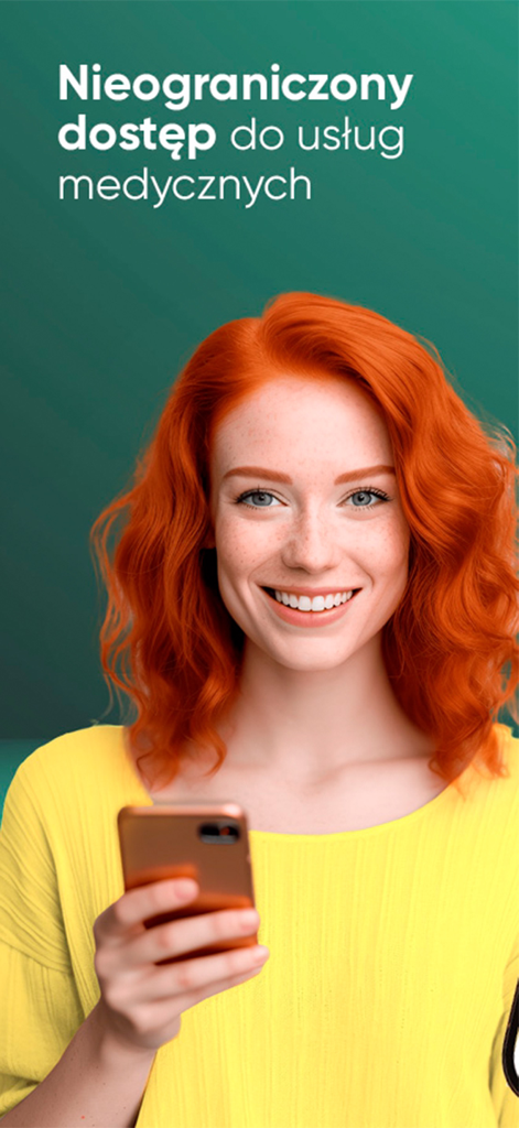 A smiling woman holding a smartphone representing easy access to medical services through the Enel-Med app