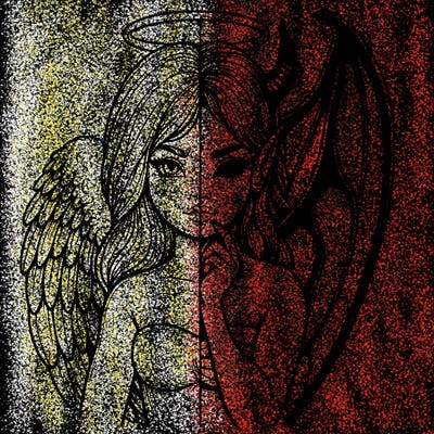 realistic angel half demon