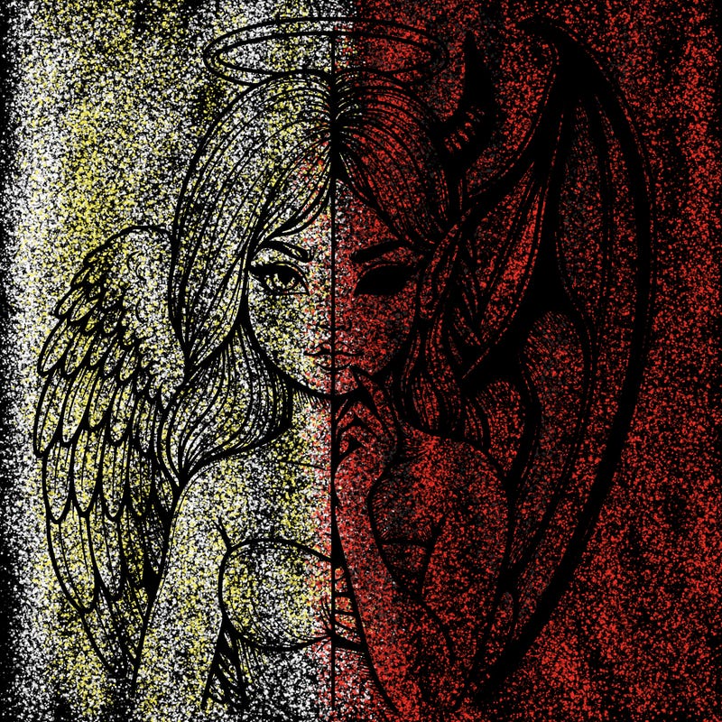 realistic angel half demon