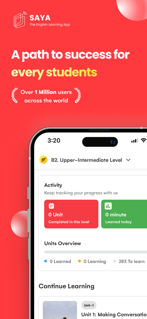 SAYA : The Learning App - The student activity dashboard of the SAYA learning app showing progress tracking and lesson units.