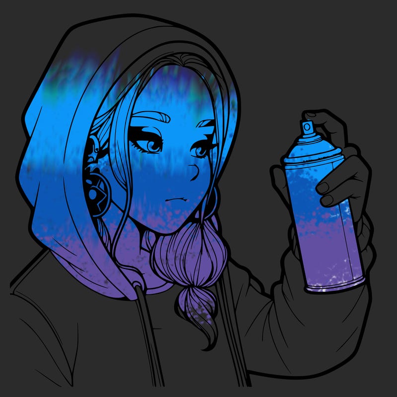 a realistic girl, spray painting