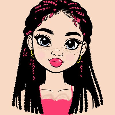 a realistic black girl with braids