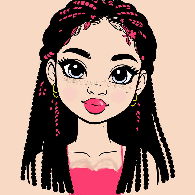 a realistic black girl with braids
