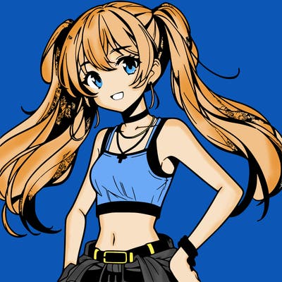 anime girl wearing crop top