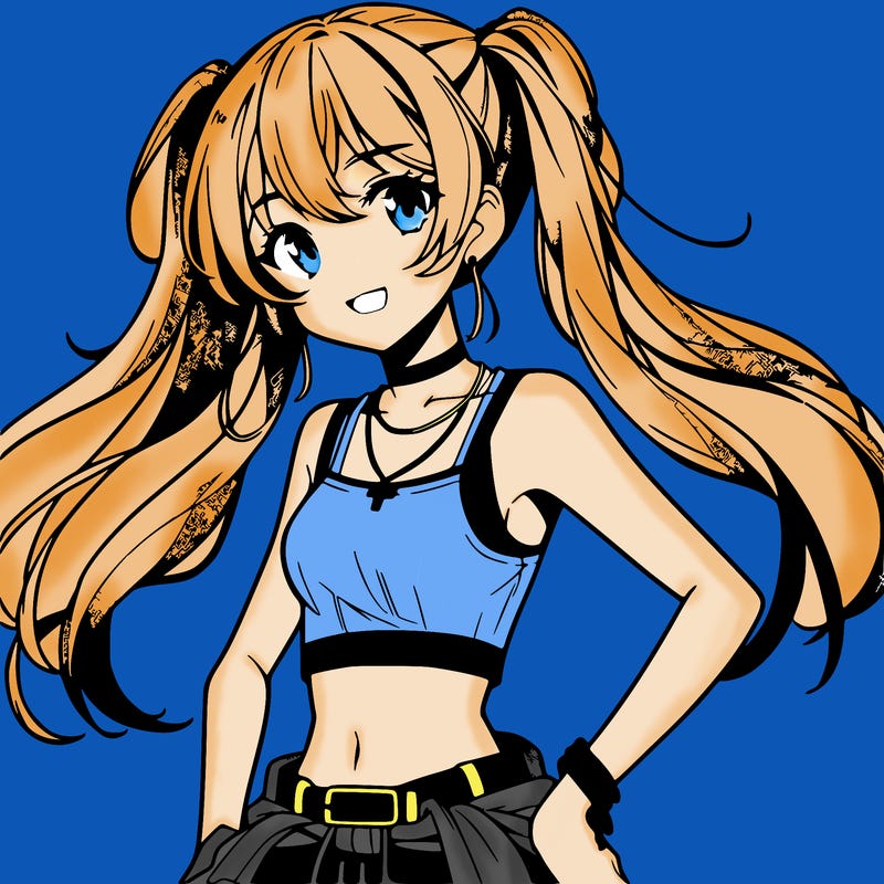 anime girl wearing crop top