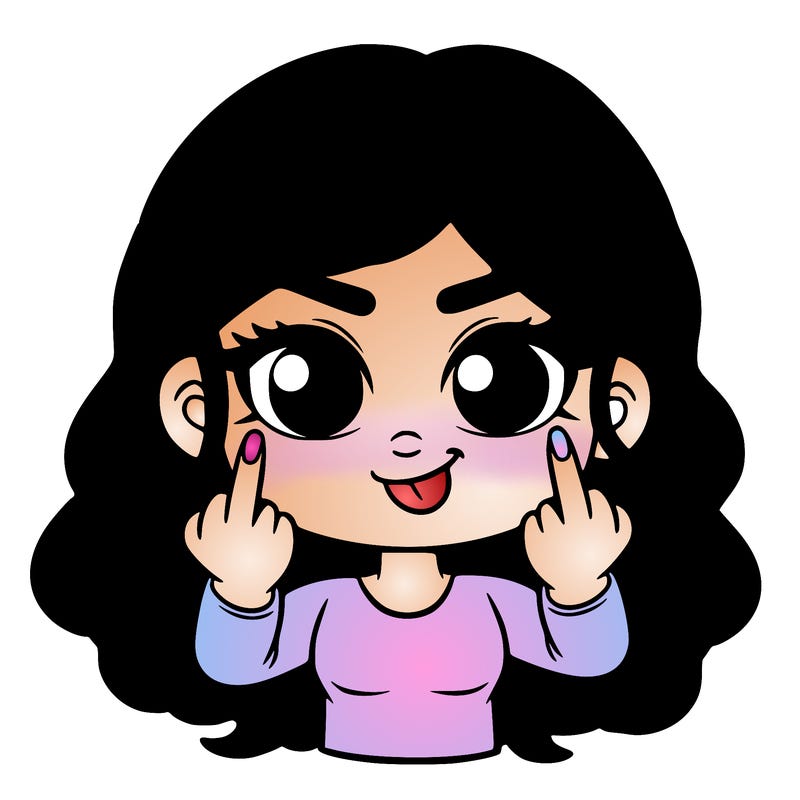 cute girl sticking up the middle finger