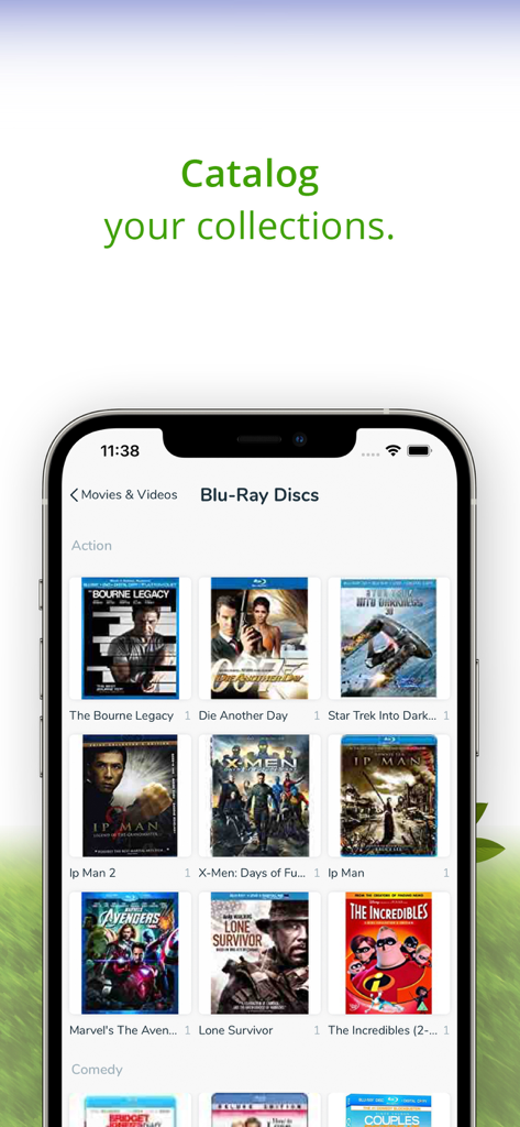 Nest Egg - Inventory - Nest Egg app screenshot showing a catalog of Blu-Ray movie titles with cover art