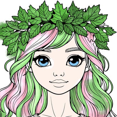 realistic girl with fall leaf crown