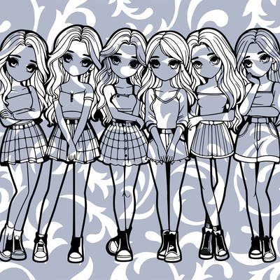a group of girls realistic