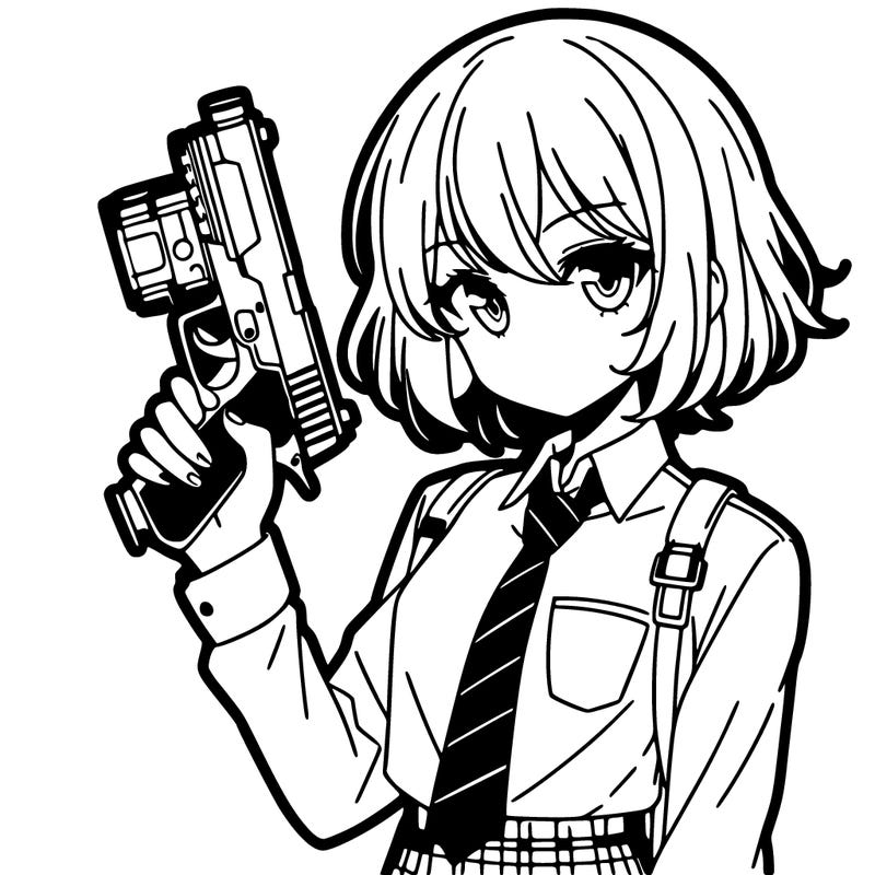 girl manga character with a gun