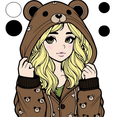 realistic girl in a animal pjs hoodie