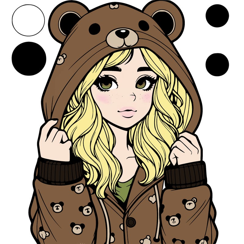 realistic girl in a animal pjs hoodie