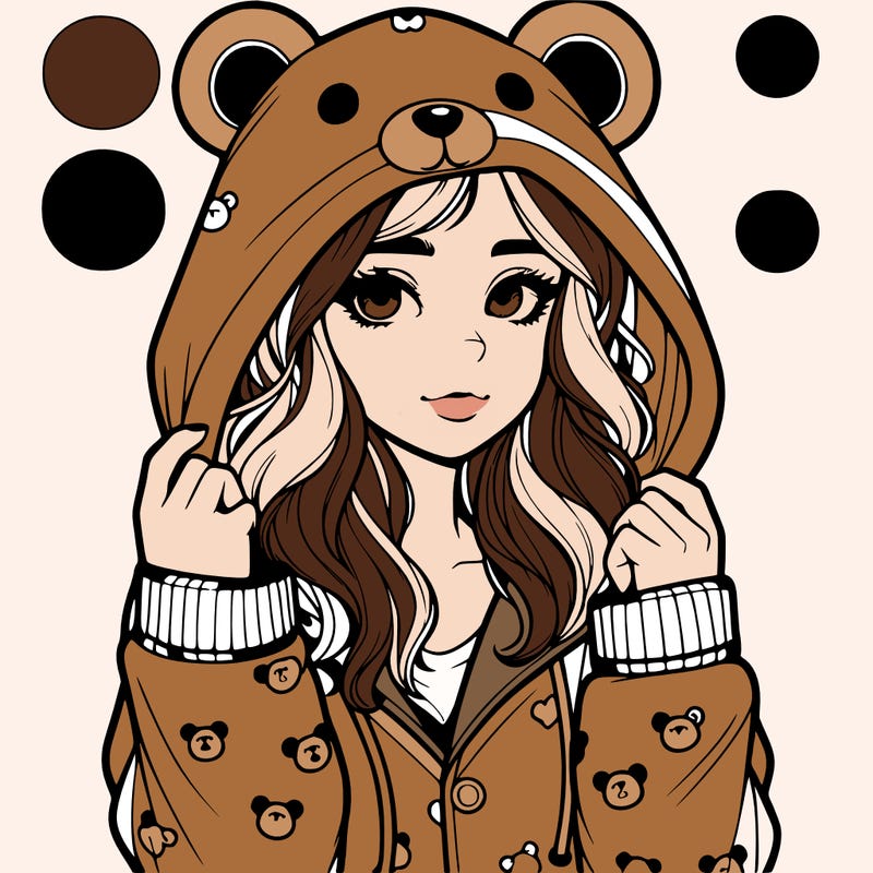 realistic girl in a animal pjs hoodie