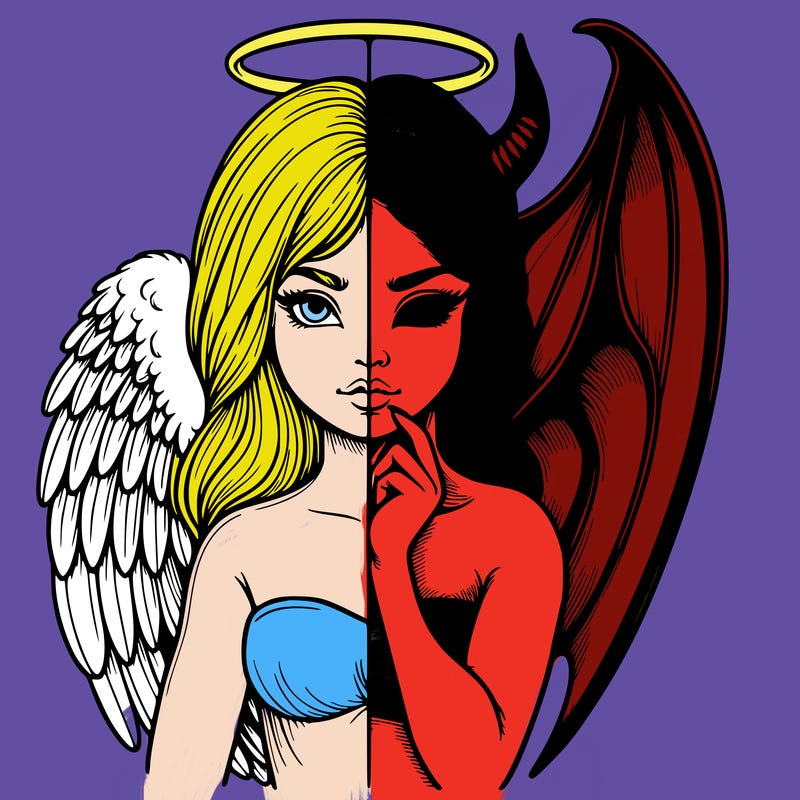 realistic angel half demon