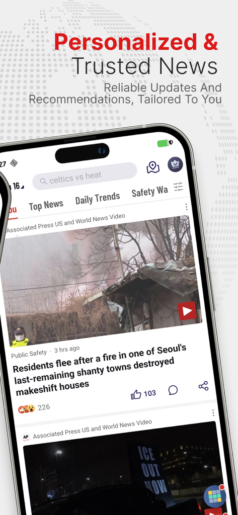 Local News -Breaking & Latest - Local News app interface displaying personalized and trusted news stories
