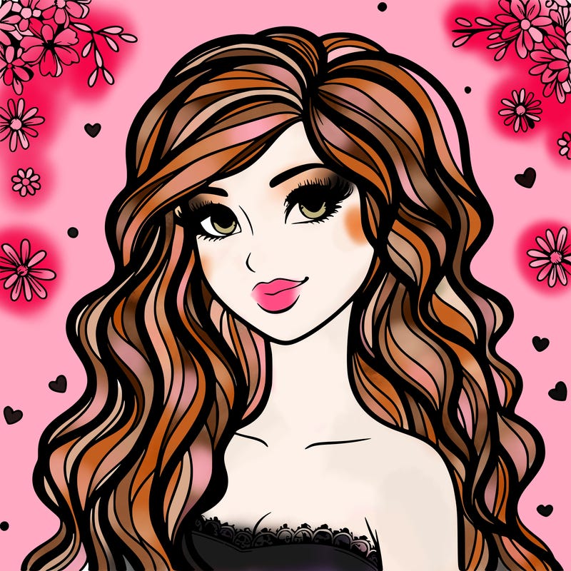 pretty woman with long wavy hair